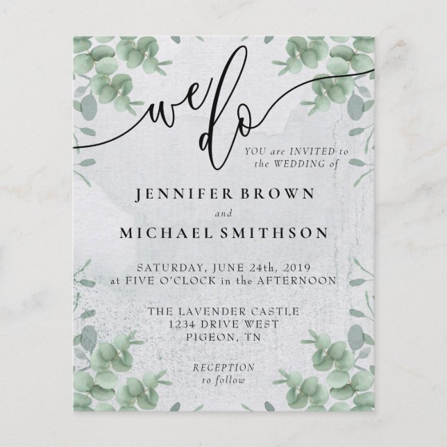 Prospectus 11,4 Cm X 14,2 Cm Calligraphie Vert Eucalyptus budget (Devant)