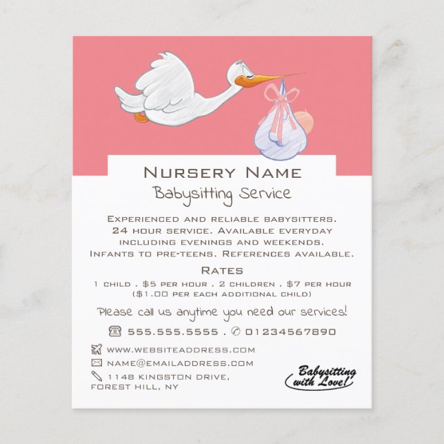 Prospectus 11,4 Cm X 14,2 Cm Caricature Bird & Baby, baby-sitter, garderie, crè (Devant)
