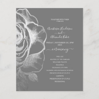 Prospectus 11,4 Cm X 14,2 Cm Carte Budget Grey Wedding Program.