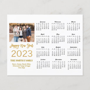 Prospectus 11,4 Cm X 14,2 Cm Carte Calendrier photo du budget 2023 Gold Script 