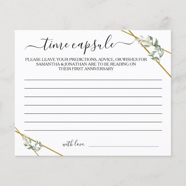 Prospectus 11,4 Cm X 14,2 Cm Carte de jeu Greenery Gold Time Capsule conseil do (Devant)