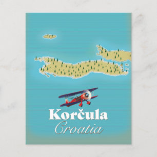 Prospectus 11,4 Cm X 14,2 Cm Carte de Korčula Croatie