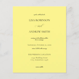 Prospectus 11,4 Cm X 14,2 Cm Carte de mariage calligraphiée jaune budget