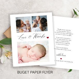 Prospectus 11,4 Cm X 14,2 Cm Carte de remerciement photo collage bébé 3 petit b