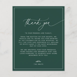 Prospectus 11,4 Cm X 14,2 Cm Carte de remerciements Mariage Emerald