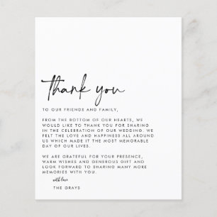 Prospectus 11,4 Cm X 14,2 Cm CARTE DE REMERCIEMENTS photo du Mariage BUDGET