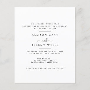 Prospectus 11,4 Cm X 14,2 Cm Carte d'invitation de mariage à petit budget