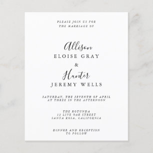 Prospectus 11,4 Cm X 14,2 Cm Carte d'invitation de mariage à petit budget