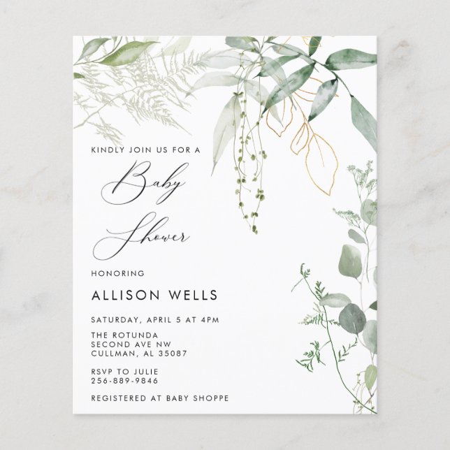 Prospectus 11,4 Cm X 14,2 Cm Carte d'invitation moderne pour une baby shower (Devant)