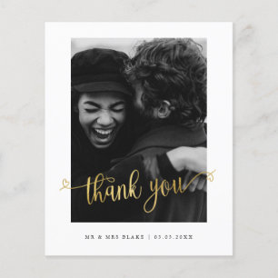 Prospectus 11,4 Cm X 14,2 Cm Carte postale de Merci photo Mariage minimaliste d