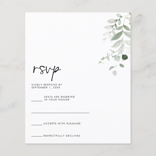 Prospectus 11,4 Cm X 14,2 Cm Carte RSVP BUDGET (Devant)