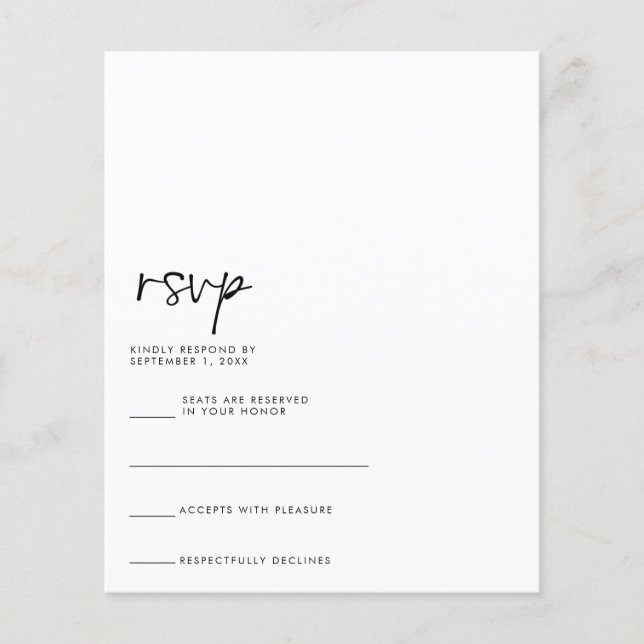 Prospectus 11,4 Cm X 14,2 Cm Carte RSVP BUDGET (Devant)