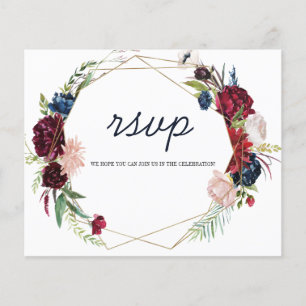 Prospectus 11,4 Cm X 14,2 Cm Carte RSVP Fleurs.