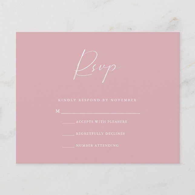 Prospectus 11,4 Cm X 14,2 Cm Carte RSVP rose budget (Devant)