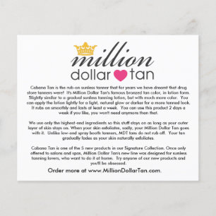 Prospectus 11,4 Cm X 14,2 Cm Carte Tan Cabana de Million Dollar Tan