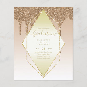 Prospectus 11,4 Cm X 14,2 Cm CARTES D'INVITATION DE FIN D'ÉTUDES - Fille Glamou