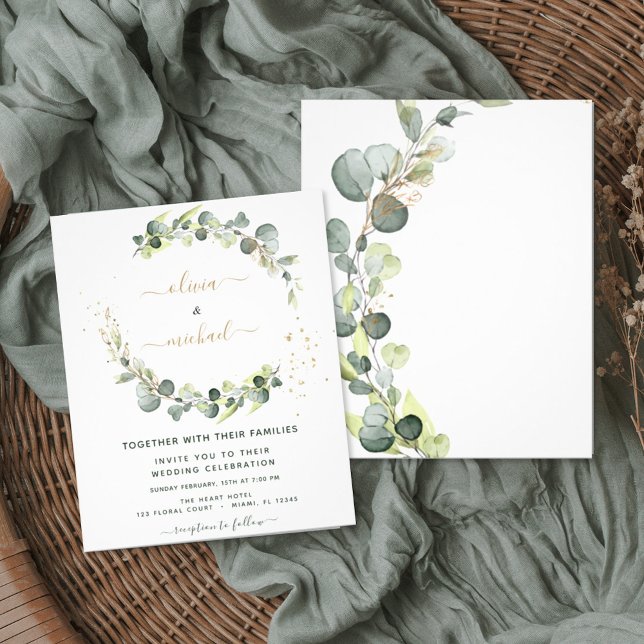 Prospectus 11,4 Cm X 14,2 Cm Cartes d'invitation de mariage à la verdure d'euca (Créateur téléchargé)