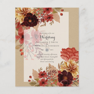 Prospectus 11,4 Cm X 14,2 Cm Cartes d'invitation de mariage florales BUDGET FAL