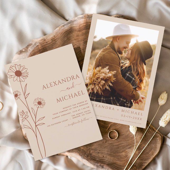 Prospectus 11,4 Cm X 14,2 Cm Cartes d'invitation de mariage florales modernes B (Créateur téléchargé)