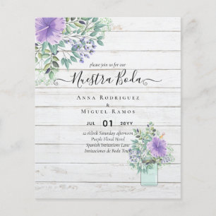 Prospectus 11,4 Cm X 14,2 Cm Cartes d'invitation Fleurs Violettes Budget Nuestr