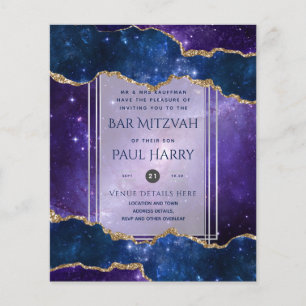 Prospectus 11,4 Cm X 14,2 Cm Cartes d'invitation Galaxy Starry Night BAR MITZVA