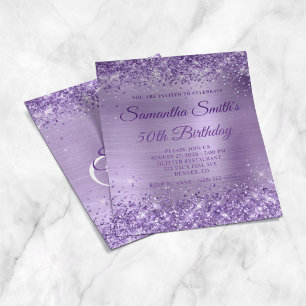 Prospectus 11,4 Cm X 14,2 Cm Carton d'invitation 50 ans au monogramme en feuill