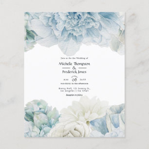 Prospectus 11,4 Cm X 14,2 Cm Carton d'invitation de mariage aux pivoines bleues