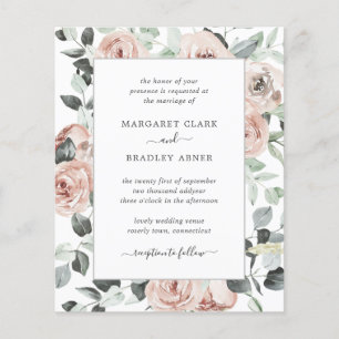 Prospectus 11,4 Cm X 14,2 Cm Carton d'invitation de mariage floral rose poussié
