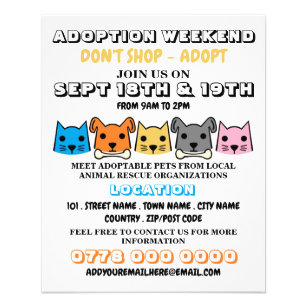 Prospectus 11,4 Cm X 14,2 Cm Cats & Chiens, Pet Adoption Evénement Publicité