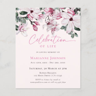 Prospectus 11,4 Cm X 14,2 Cm Célébration de la vie au Mémorial rose rose du bud