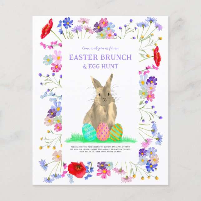 Prospectus 11,4 Cm X 14,2 Cm Chasse aux œufs de Pâques Petit déjeuner printanie (Devant)