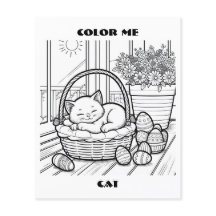 Chat Dans Le Panier Couleur Me Coloration Pages Pe