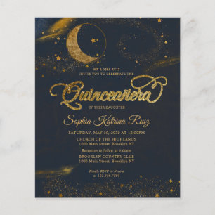 Prospectus 11,4 Cm X 14,2 Cm Cheap Celestin Midnight Blue Stars Quinceanera