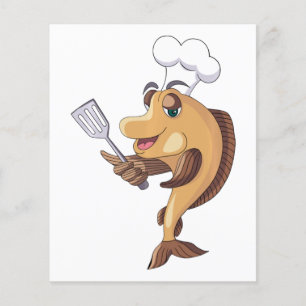 Prospectus 11,4 Cm X 14,2 Cm Chef De Poisson Pêche Et Cuisine Sueur Cadeau