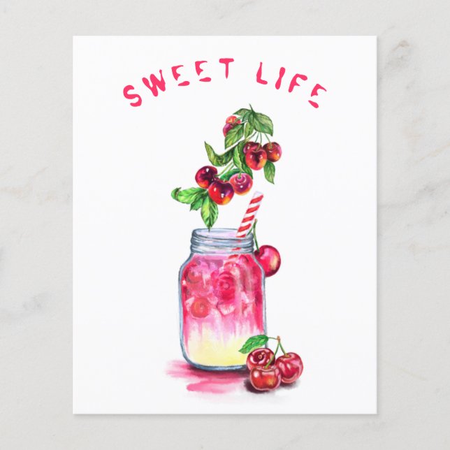 Prospectus 11,4 Cm X 14,2 Cm Cherry Cool Boire été Cocktail Party Flyer (Devant)