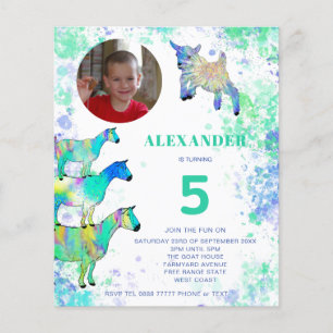 Prospectus 11,4 Cm X 14,2 Cm Chèvre 5e anniversaire Photo Green Blue Budget