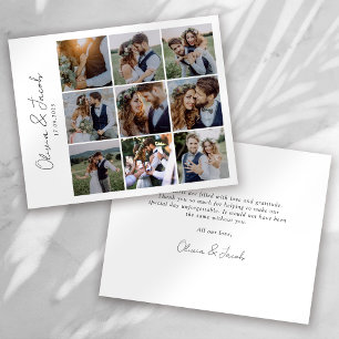 Prospectus 11,4 Cm X 14,2 Cm Chic Calligraphie Photo Collage Mariage Merci