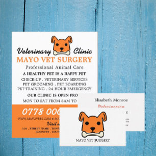 Prospectus 11,4 Cm X 14,2 Cm Chien orange, Vétérinaire, Service vétérinaire