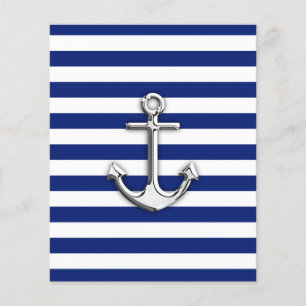 Prospectus 11,4 Cm X 14,2 Cm Chrome Anchor on Navy Stripes