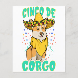 Prospectus 11,4 Cm X 14,2 Cm Cinco de Mayo Funny Corgi Chig avec Poncho _ Mexi