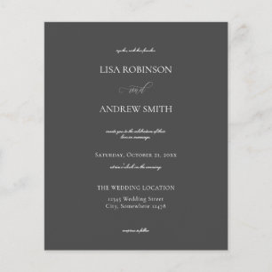 Prospectus 11,4 Cm X 14,2 Cm Circulaire Mariage de calligraphie gris foncé Budg