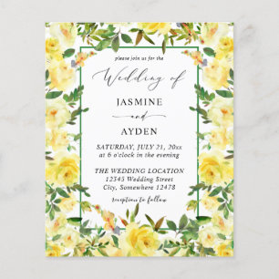 Prospectus 11,4 Cm X 14,2 Cm Circulaire Mariage floral jaune budget V3