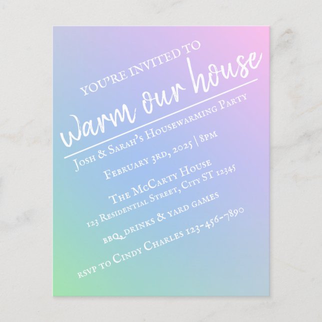 Prospectus 11,4 Cm X 14,2 Cm Circulaire Pastel Rainbow House Party (Devant)