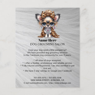 Prospectus 11,4 Cm X 14,2 Cm Circulaire personnalisée de toilettage de chiens