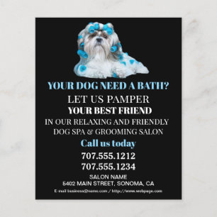 Prospectus 11,4 Cm X 14,2 Cm Circulaire personnalisée de toilettage de chiens
