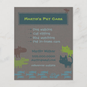 Prospectus 11,4 Cm X 14,2 Cm Circulaire pour animaux de compagnie Silhouettes d