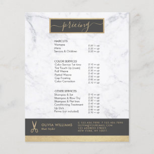 Prospectus 11,4 Cm X 14,2 Cm Ciseaux d'or géométrique chic Marble Hair Styliste