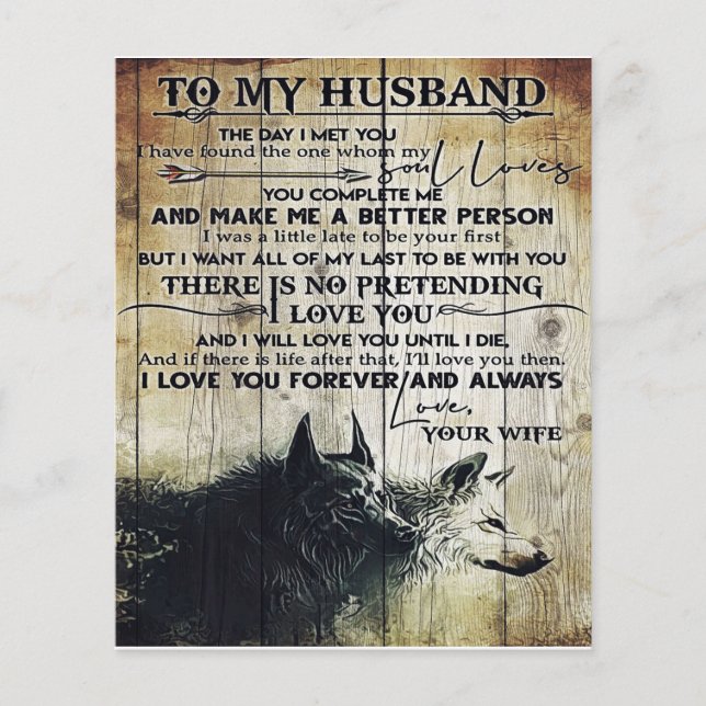 Prospectus 11,4 Cm X 14,2 Cm Citations D'Amour Au Mari | À ma lettre au mari | (Devant)