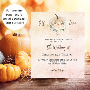 Prospectus 11,4 Cm X 14,2 Cm Citrouille automne amour crème budget faire-part d