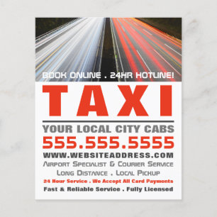 Prospectus 11,4 Cm X 14,2 Cm City Street Lights, Taxi Cab Firm with Price List